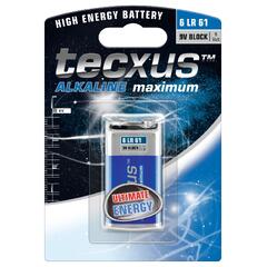Tecxus batteri 9V alkaline 6 LR 61  blister med 1 batteri